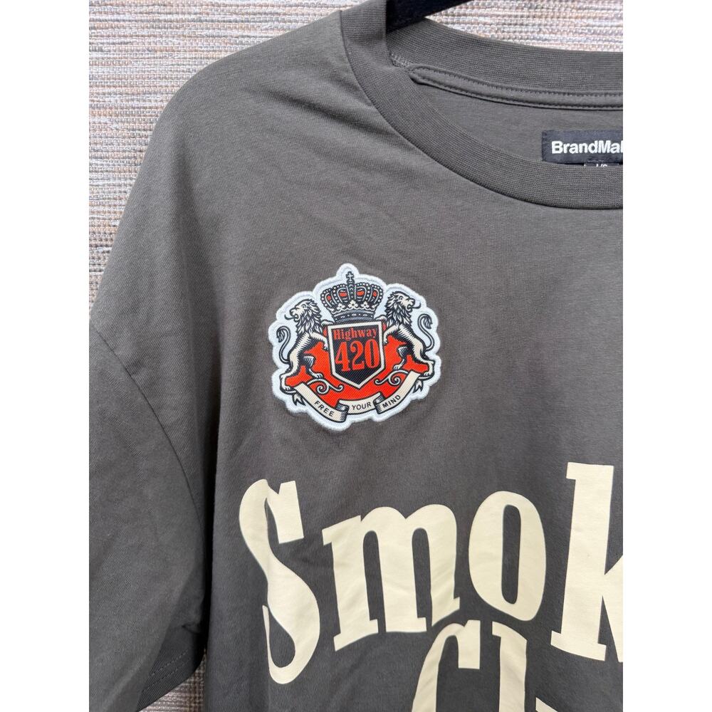 BrandMakers Smokers Club Shirt Mens Large Gray Highway 420 Crest Graphic Tee - Picture 8 of 10